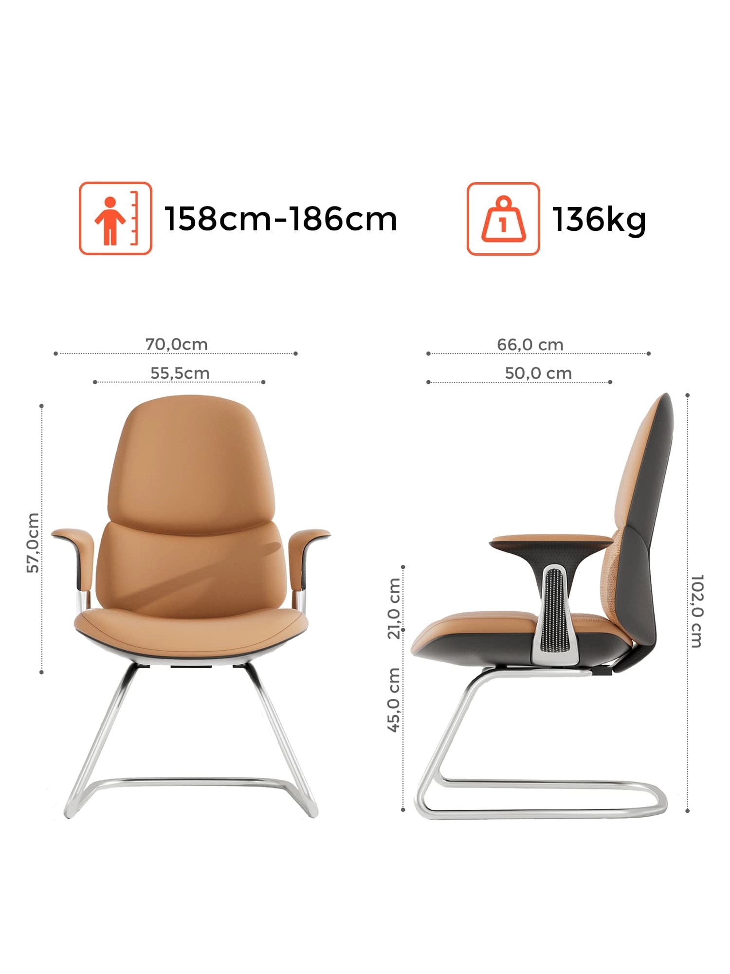 Nyla Chaise Cantilever en Cuir Réglable