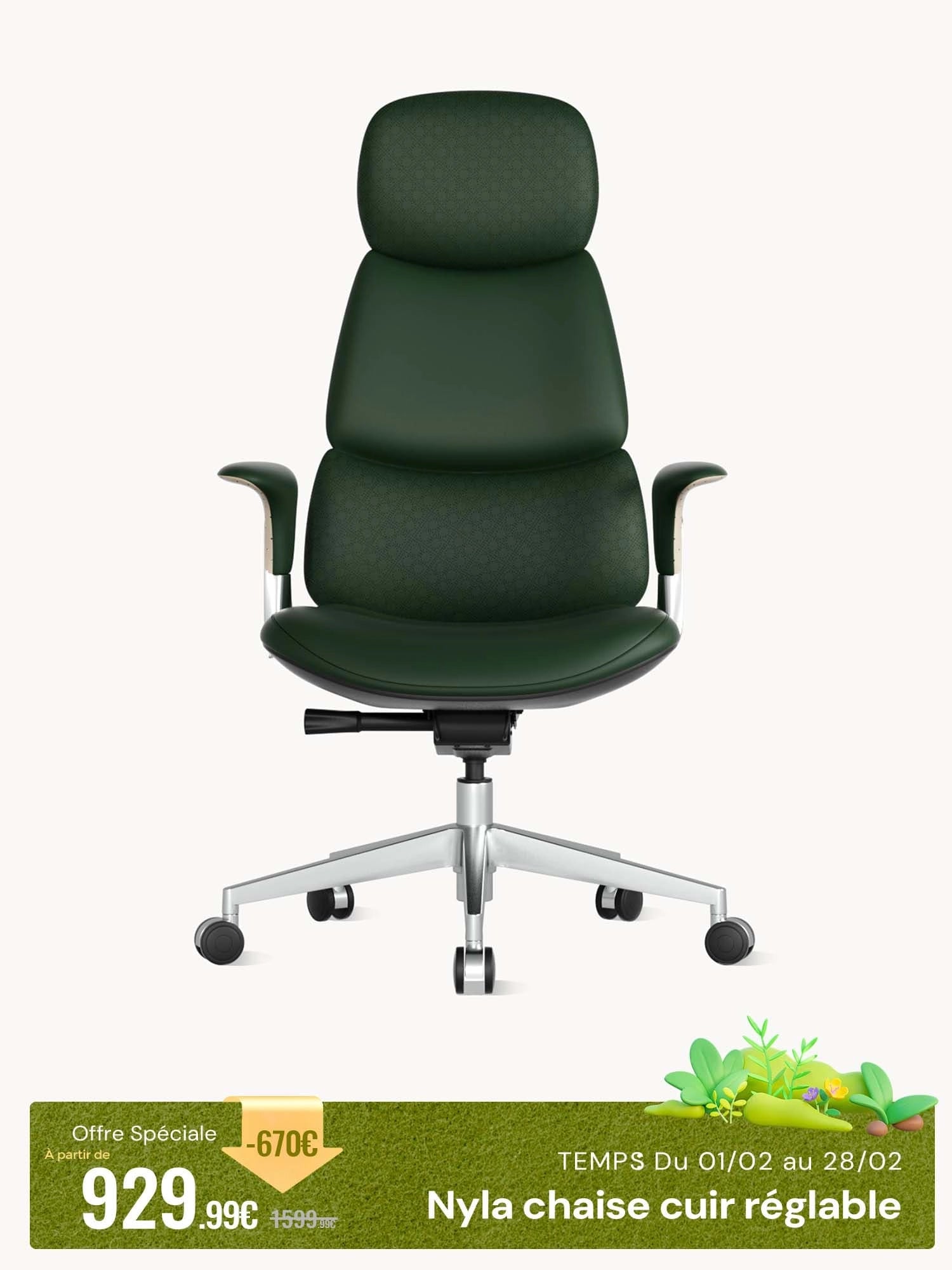 Nyla Chaise en Cuir avec Réglage Facile