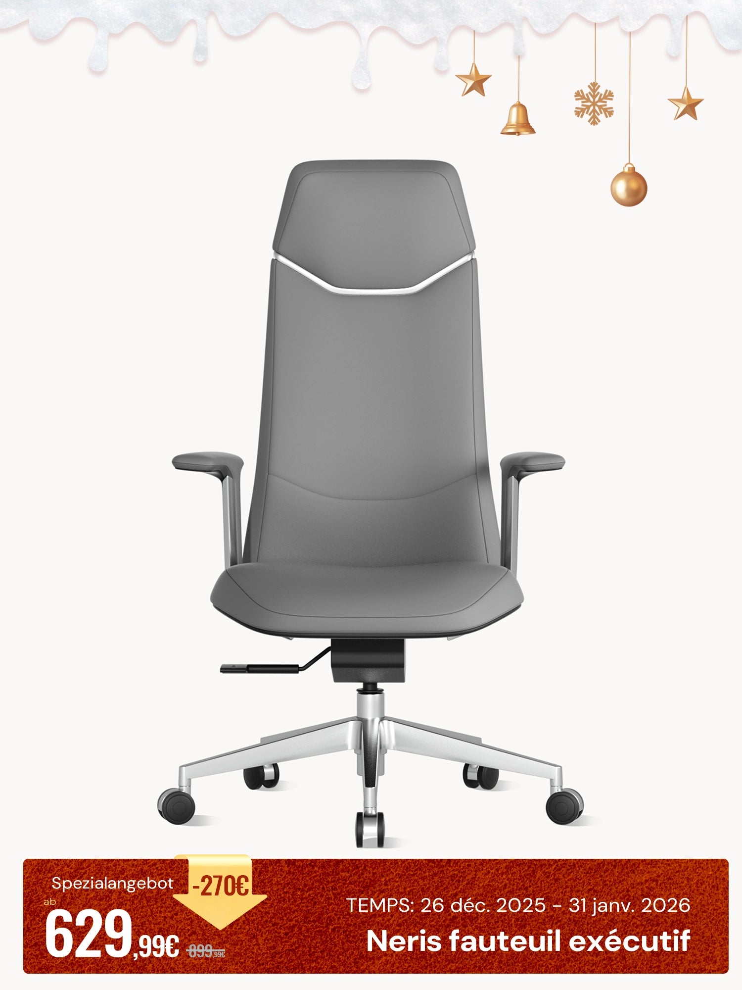 Neris Chaise de Bureau en Cuir avec Meilleur Rapport Qualité-Prix