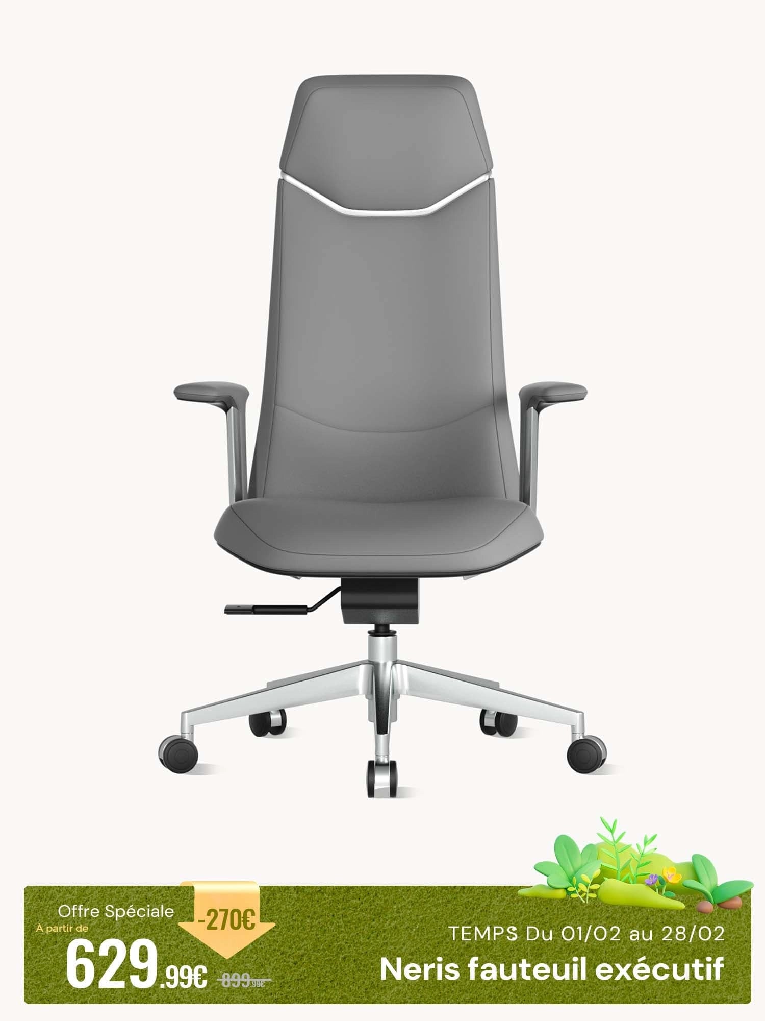 Neris Chaise de Bureau en Cuir avec Meilleur Rapport Qualité-Prix