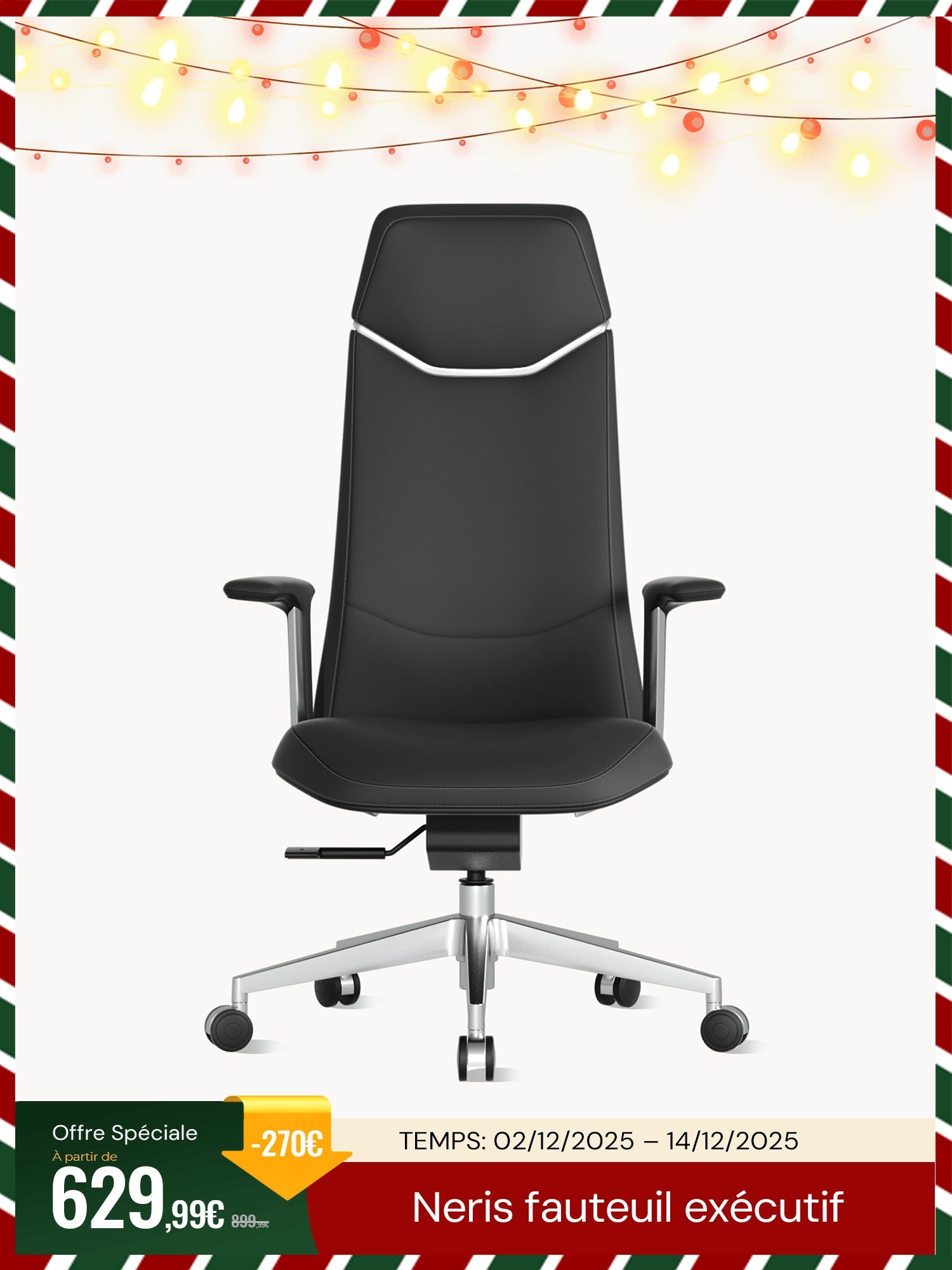 Neris Chaise de bureau en cuir Executive