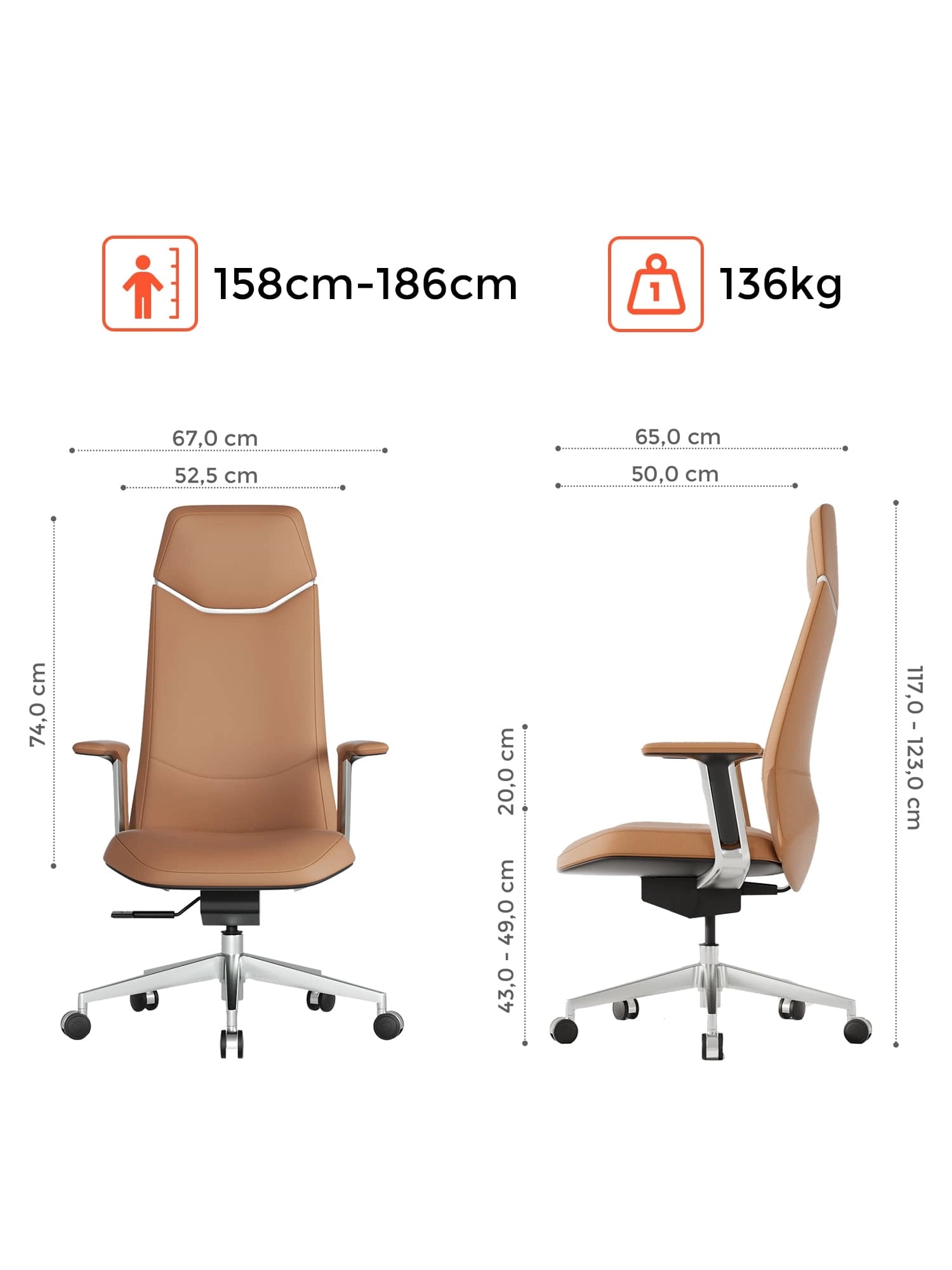 Neris Chaise de Bureau en Cuir avec Meilleur Rapport Qualité-Prix