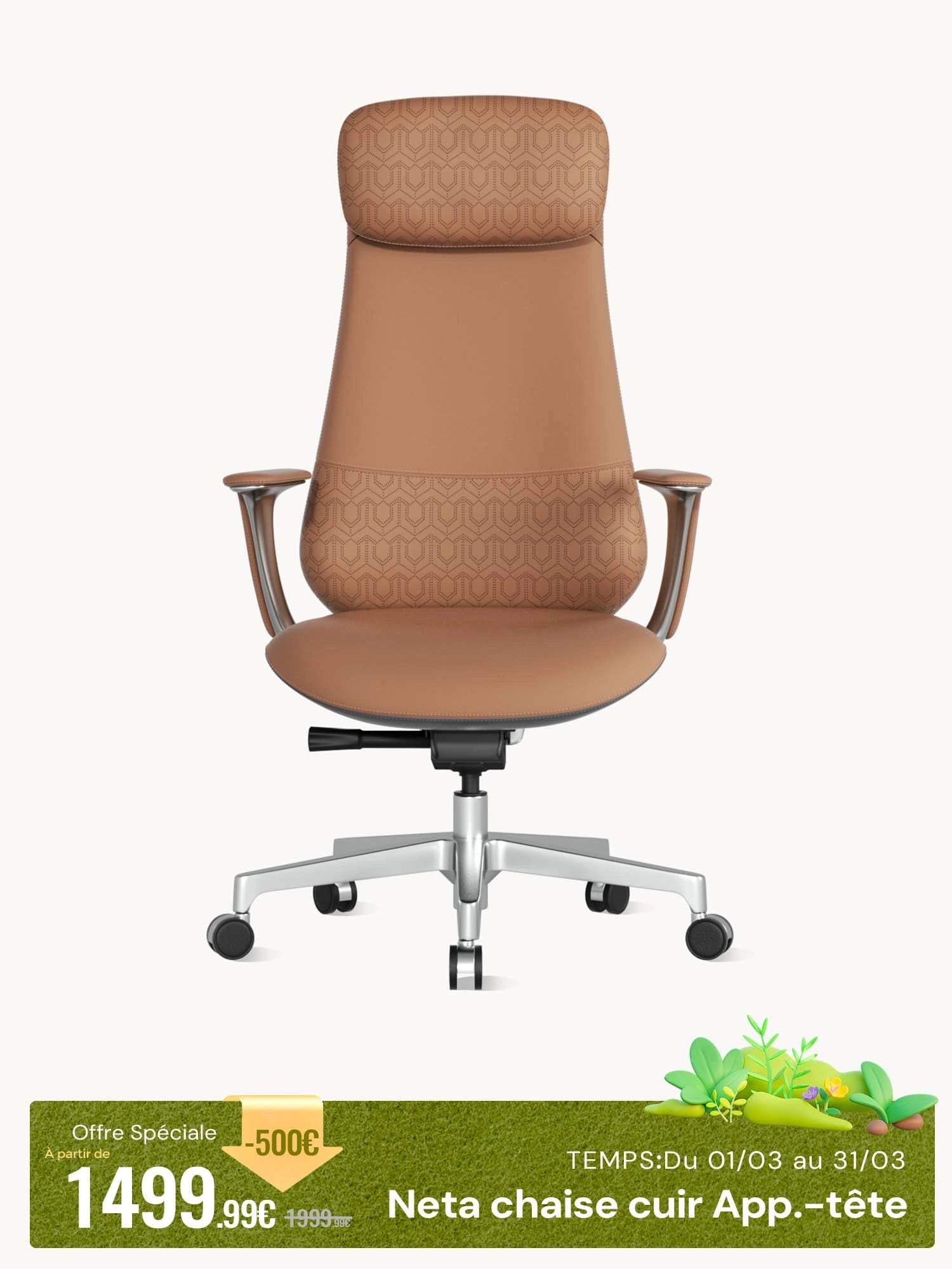 Neta Chaise en Cuir Premium avec Appuie-tête