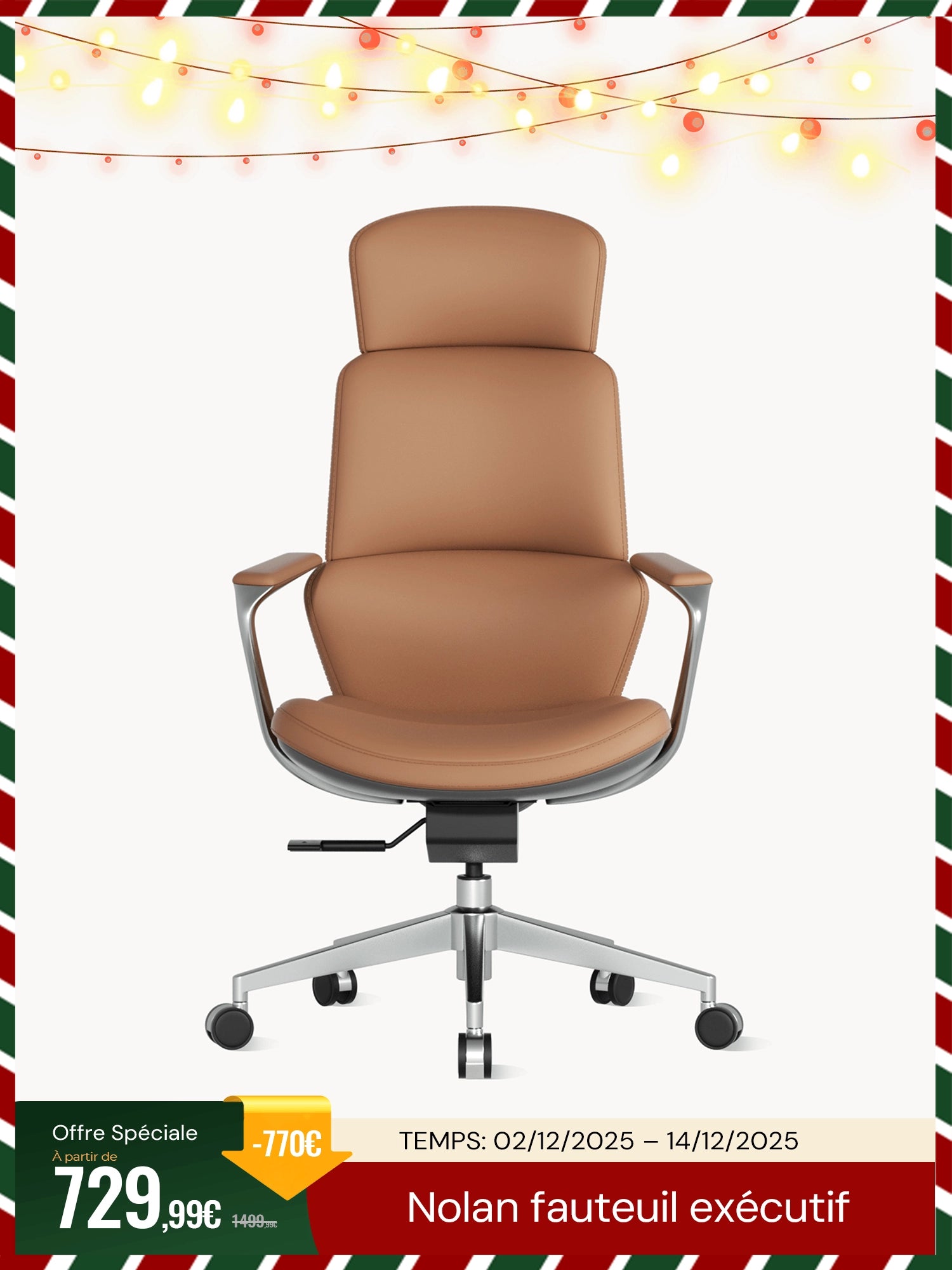 Nolan Chaise de bureau en cuir Executive