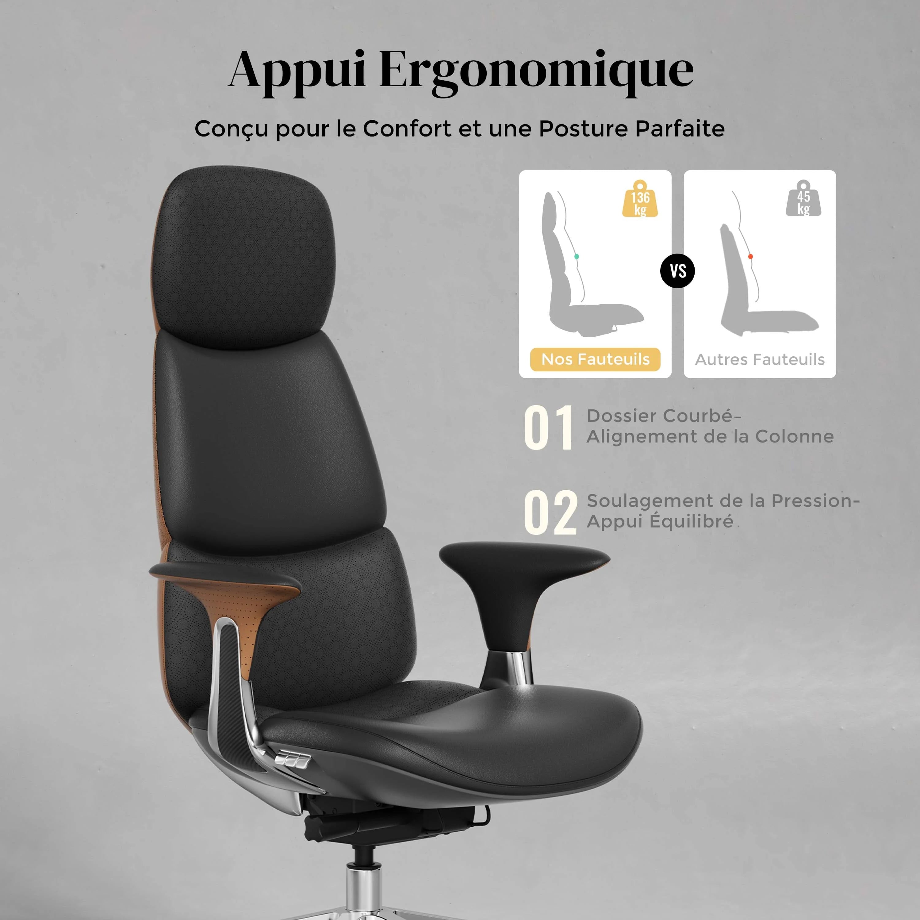 Nolan Chaise en Cuir avec Design Classique