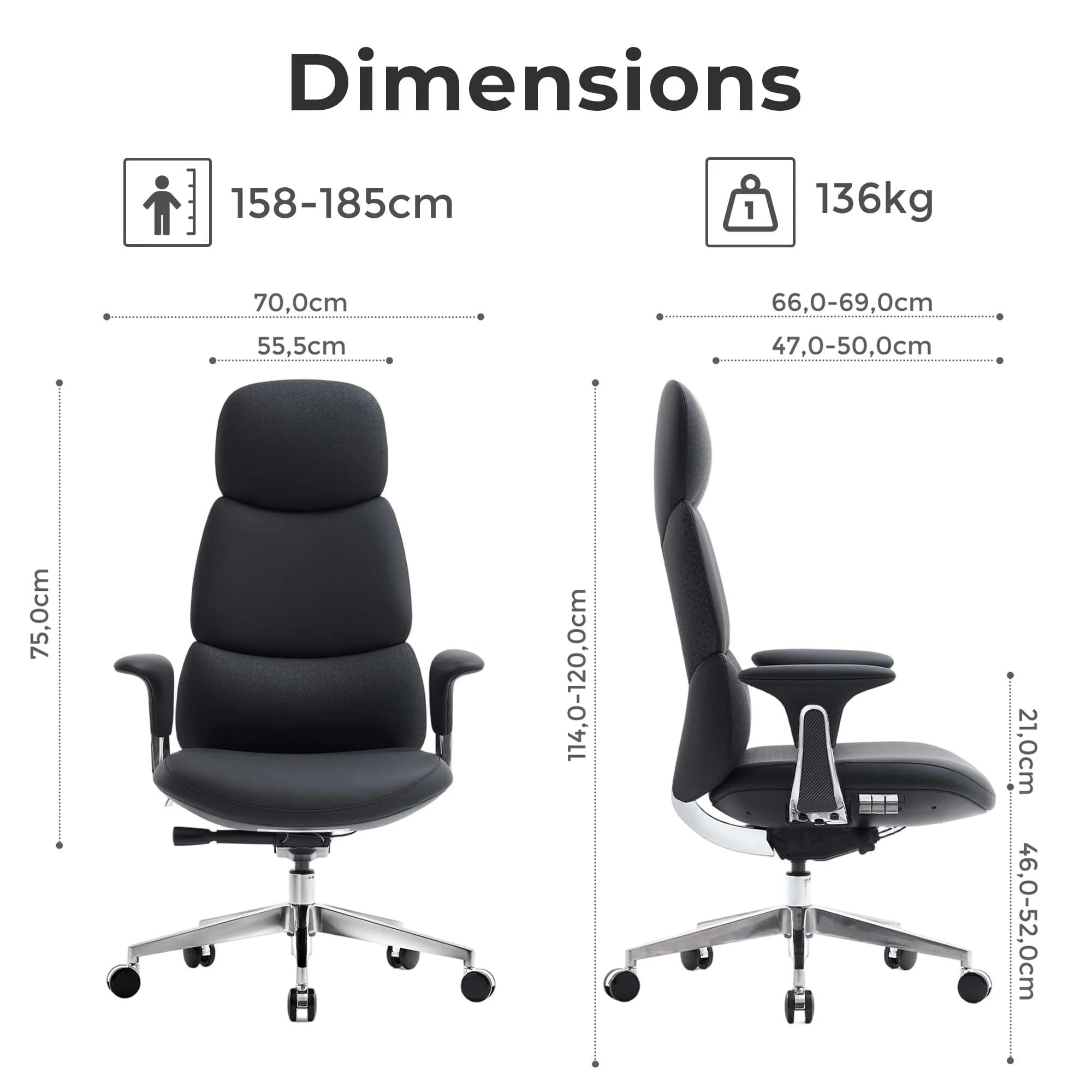 Nyla Chaise en Cuir avec Réglage Facile