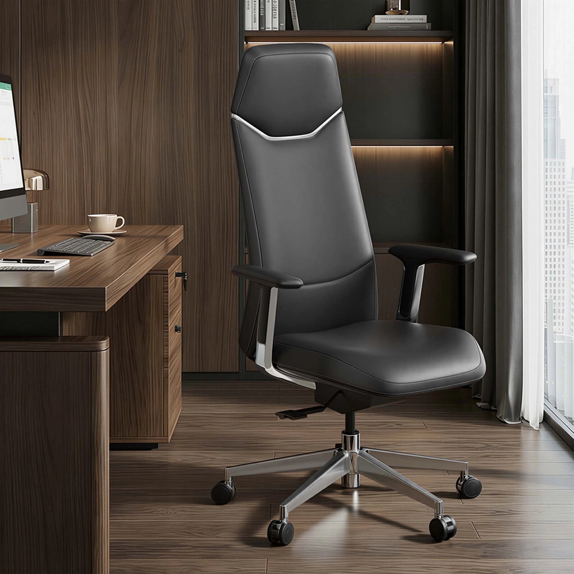 Neris Chaise de Bureau en Cuir avec Meilleur Rapport Qualité-Prix