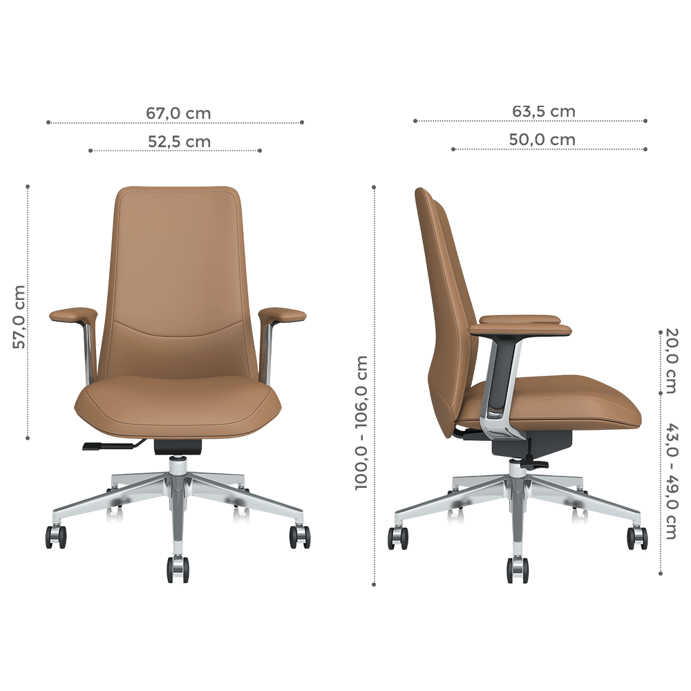 Neris Chaise de Bureau en Cuir Mi-Dossier avec Meilleur Rapport Qualité-Prix