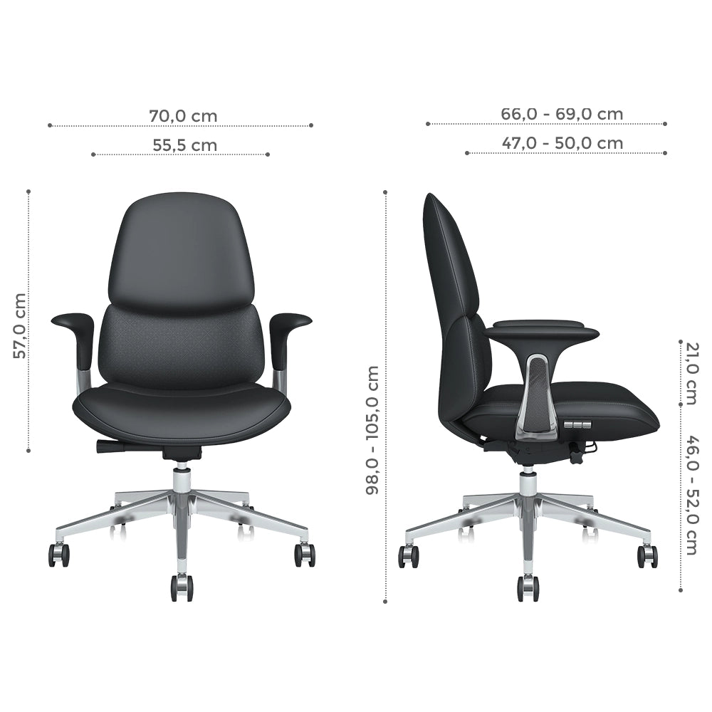 Neris Chaise de Bureau en Cuir Mi-Dossier avec Meilleur Rapport Qualité-Prix