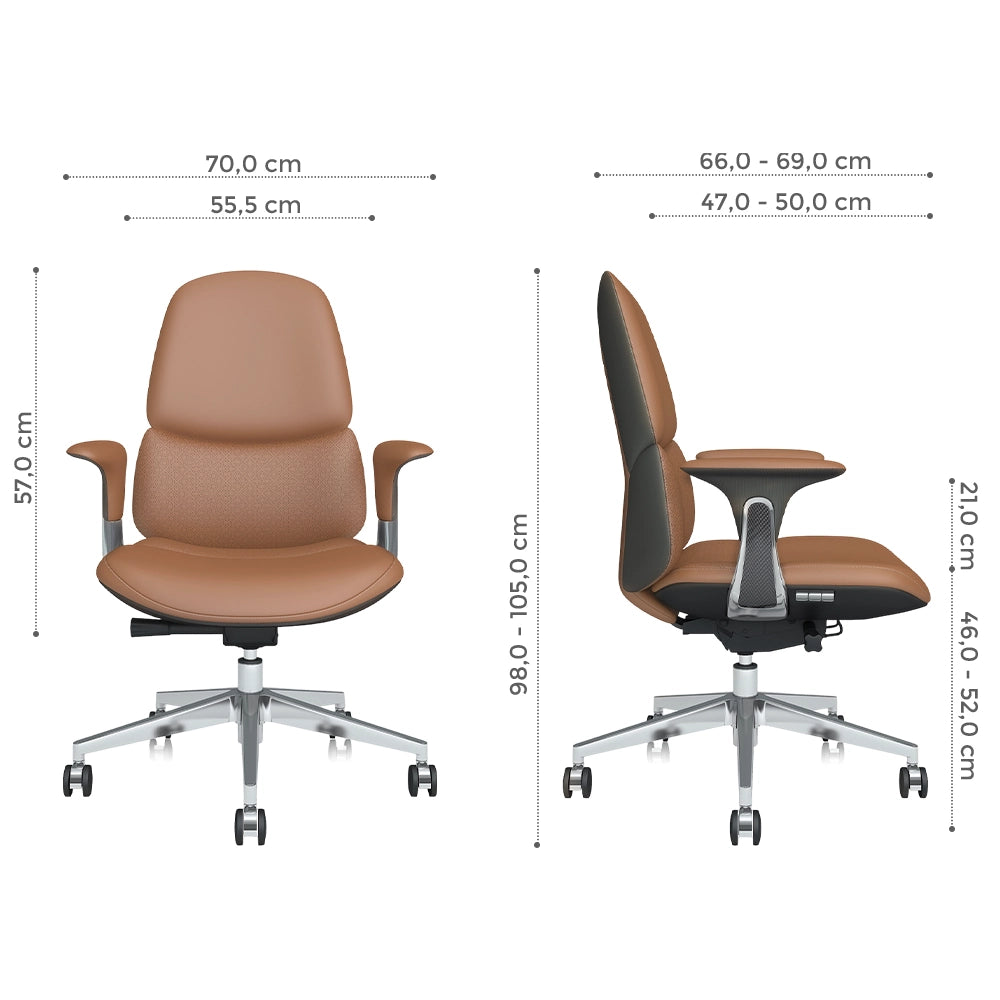 Neris Chaise de Bureau en Cuir Mi-Dossier avec Meilleur Rapport Qualité-Prix